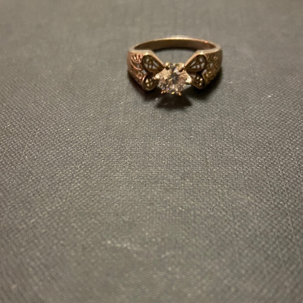 Sparkle Genuine Sterling Silver ring engagement Butterfly sparkly CZ stone 9
